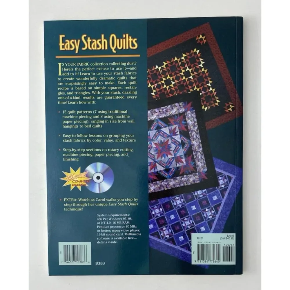 Easy Stash Quilts by Carol Doak (1999, Trade Paperback) With CD
